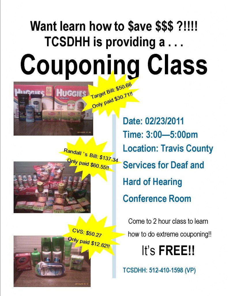 Couponing Workshop at TCSDHH - Austin