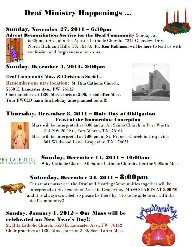 Deaf Ministry Happenings Advent Season