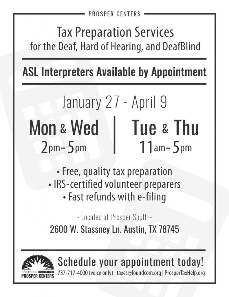 Free Tax Preparation Services 2020 Austin Deaf Network of Texas