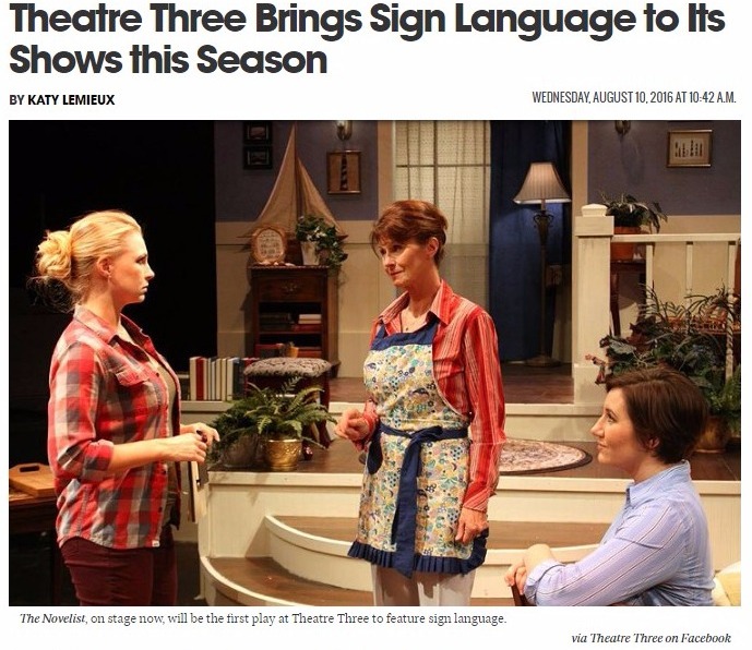 Theater In Sign Language Theatre Three Brings Sign Language to Its Shows this Season – Deaf ...