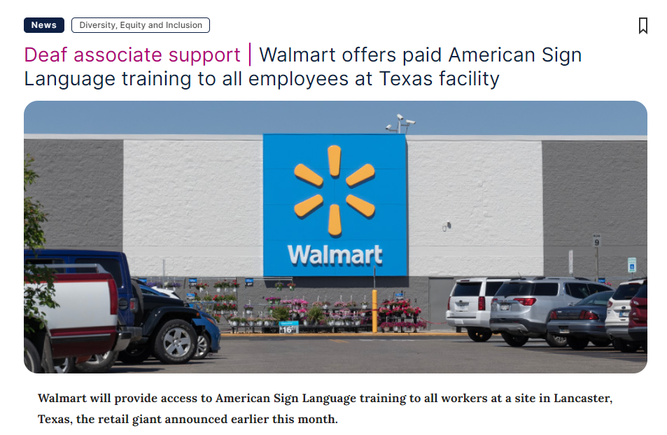 Walmart offers paid American Sign Language training to all employees at ...